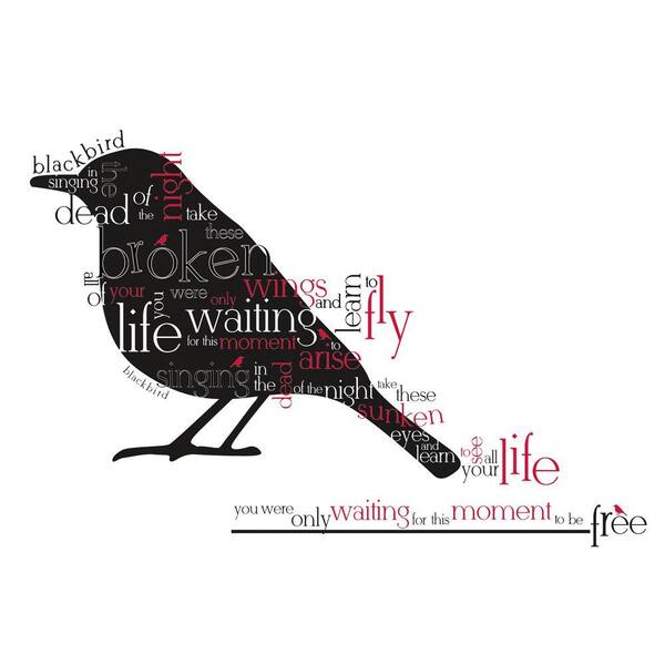 Unbranded 27 in. x 40 in. Blackbird Beatles Quote 8-Piece Peel and Stick Wall Decals-DISCONTINUED