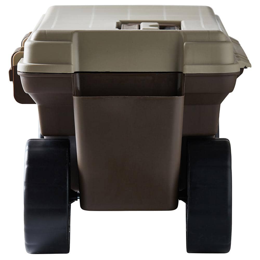 Brown and Beige Plastic Rolling Garden Storage Cart