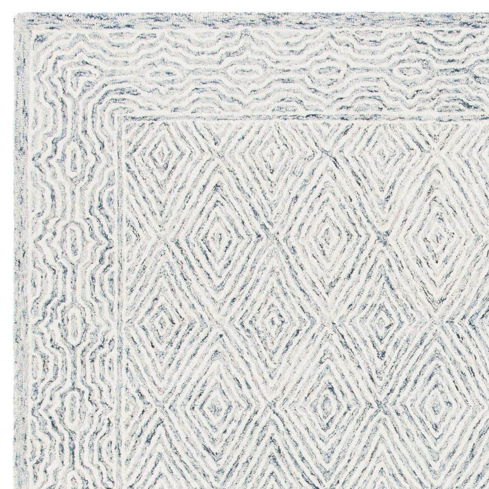 Ivory Hand-Tufted Wool Square Area Rug, 7'