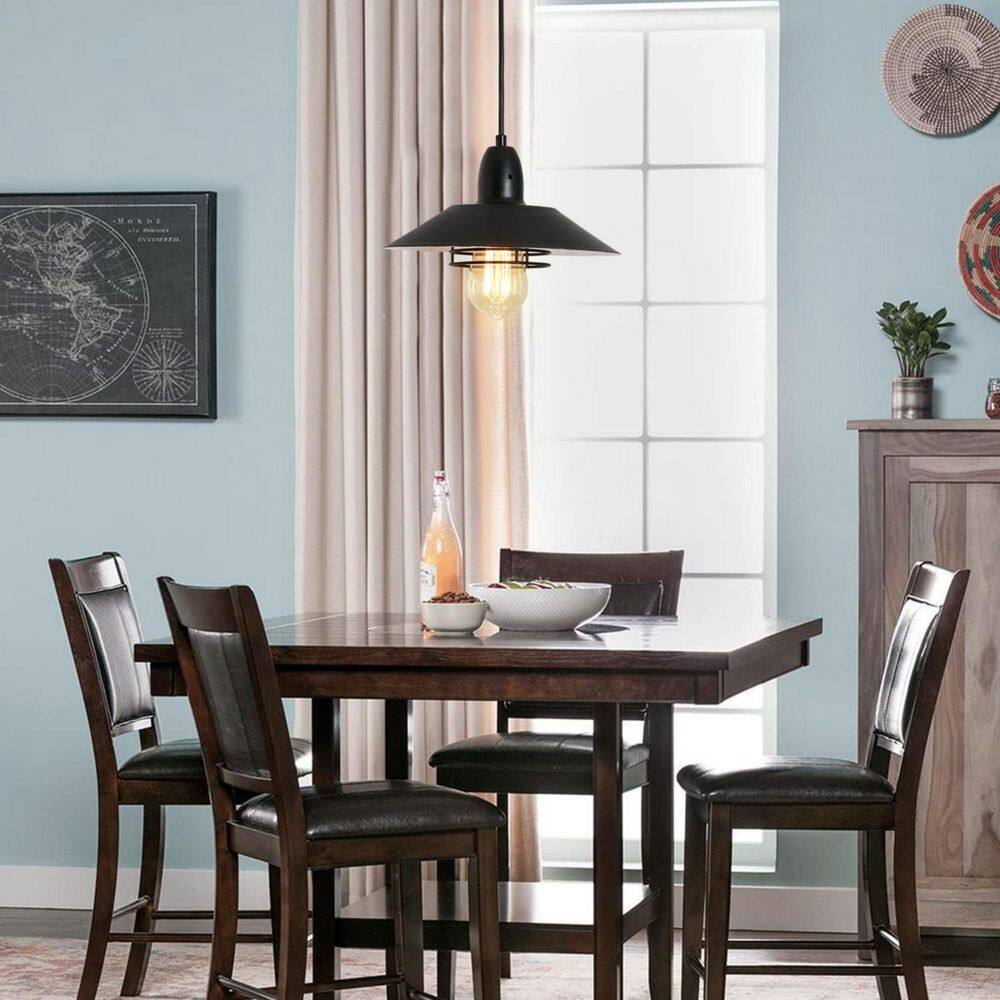 Industrial 60-Watt 1-Light Matte Black Pendant Light with Metal Cage Shade and No Light Bulb Included price history on PriceWatchPro