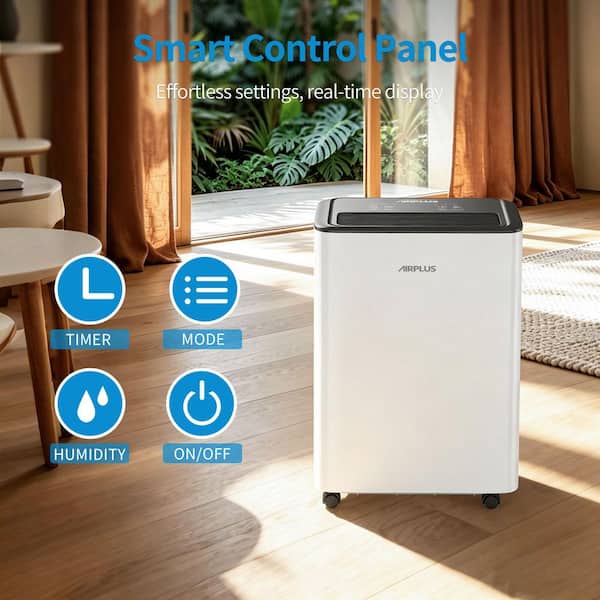 25 pt. 2500 sq. ft. Dehumidifier for Basement in White with Drain Hose, Bucket, with Continuous Run, Quick Cloth Dry