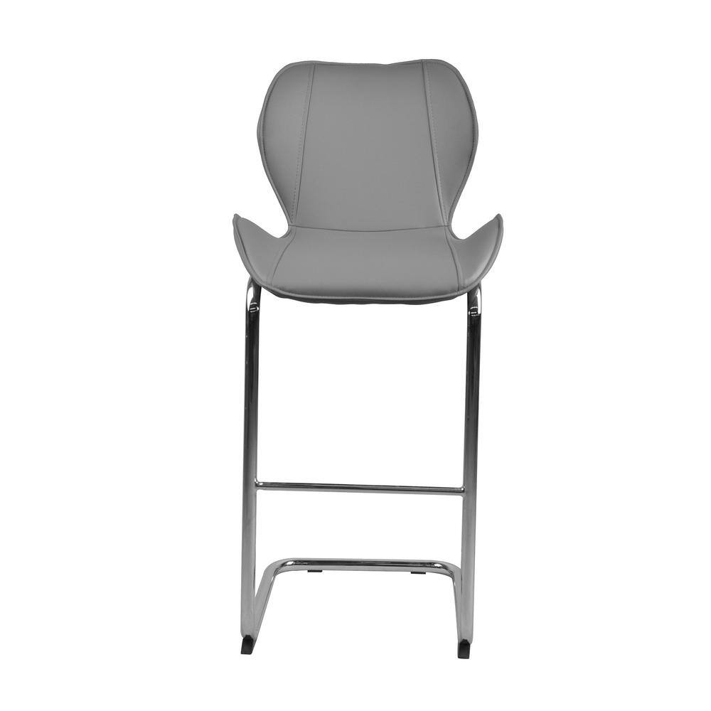 39.4 in.H Gray Modern Design High Back Faux Leather Metal Bar Stools