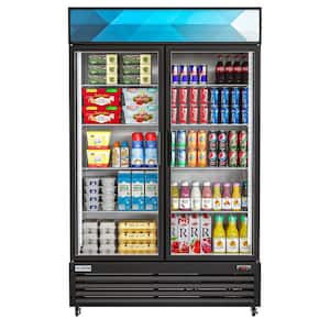 45 in. W 38 cu. ft. Commercial Upright Display Refrigerator with 2 Swing Glass Door Beverage Cooler in Black