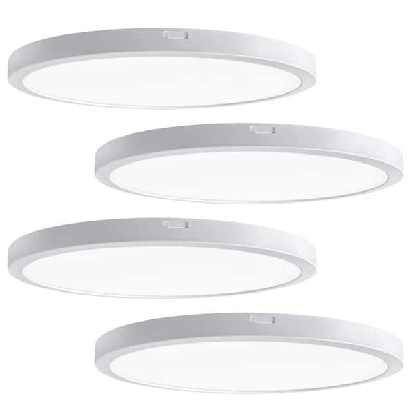 24 in. Round White Integrated LED Flush Mount Light Super Narrow Frame Slim LED Ceiling Light 5CCT Selectable (4-Pack)