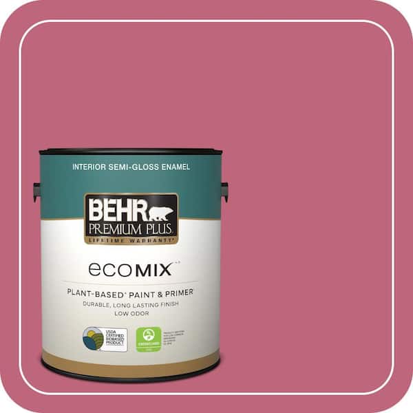 1 gal. #120D-4 Mulberry Semi-Gloss Enamel EcoMix Plant-Based Interior Paint & Primer