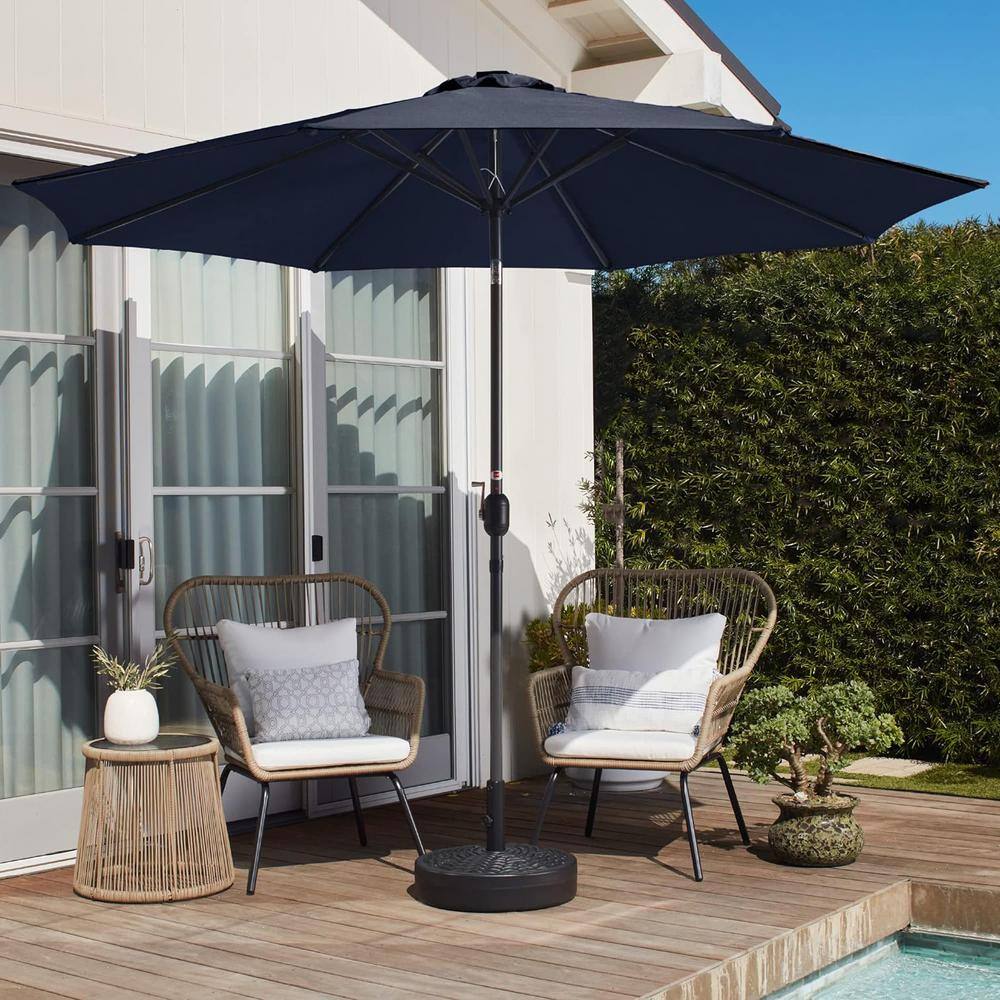 Navy Blue 10ft Steel Market Patio Umbrella with Crank and Tilt