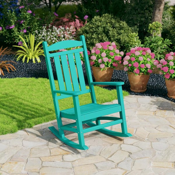 Kenly Turquoise Classic Plastic Outdoor Rocking Chair
