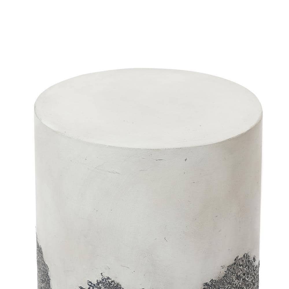 Gray and White Ombre Cement Round Outdoor Side Table