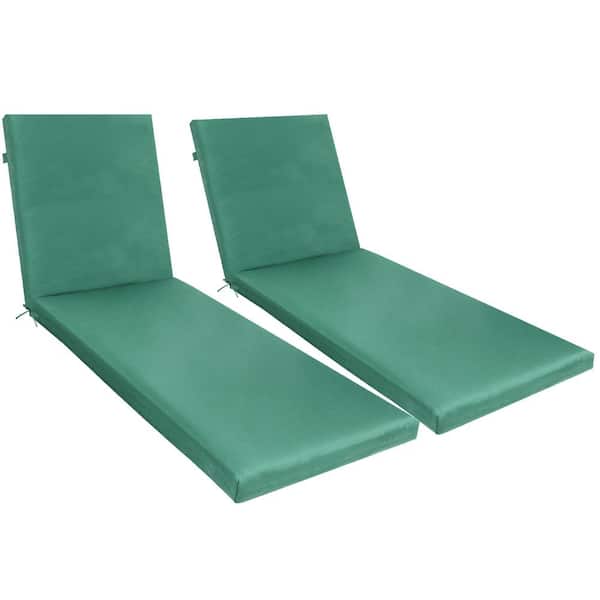 unique choice 74.8 in. x 23.62 in. Outdoor Patio Chaise Lounge Chair Cushion Replacement Seat Cushion, Set of 2, Green