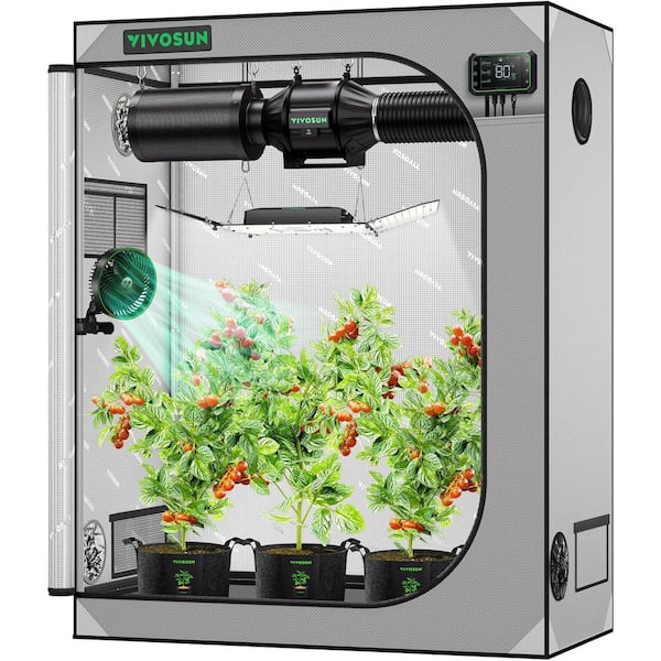 4 ft. x 2 ft. Gray Grow Tent with 19 mm Poles, Observation Window and Floor Tray