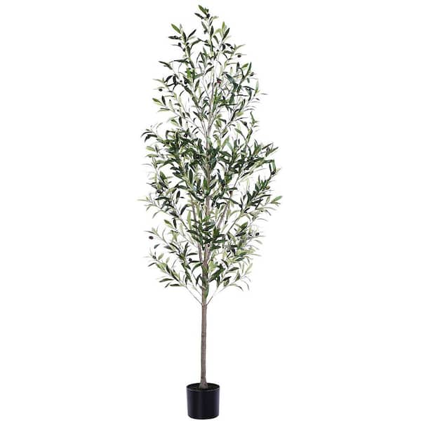 6 ft. Artificial Olive Tree with Realistic Trunk and Leaves, Indoor Faux Plant in Black Pot