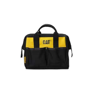 Tool Storage 12 in., 4 Pockets, Black and yellow, 600-D Polyester, Tool Bag, Large Open Main Compartment, Webbing Handle