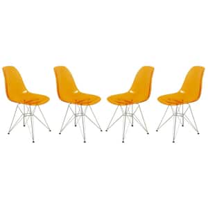 Cresco Transparent Orange Side Chair Set of 4