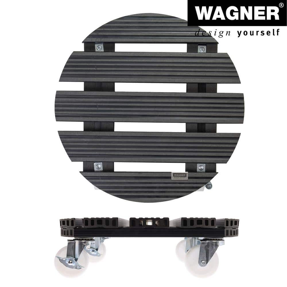16" Gray Wood Plastic Composite Round Plant Caddy