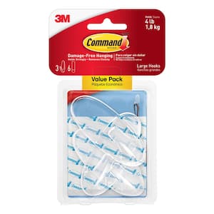 3.375 in. Large Clear Hook with Clear Strips Value Pack