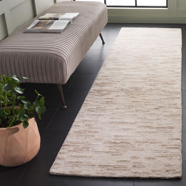 Ebony 2 ft. x 9 ft. Ivory/Light Brown Distressed Modern Runner Rug