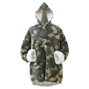 Green Camo Wearable Throw Blanket Hoodie