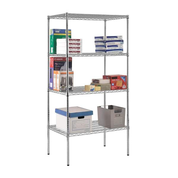 Chrome 4-Tier Adjustable Heavy Duty Steel Garage Storage Shelving Unit (36 in. W x 86 in. H x 24 in. D)