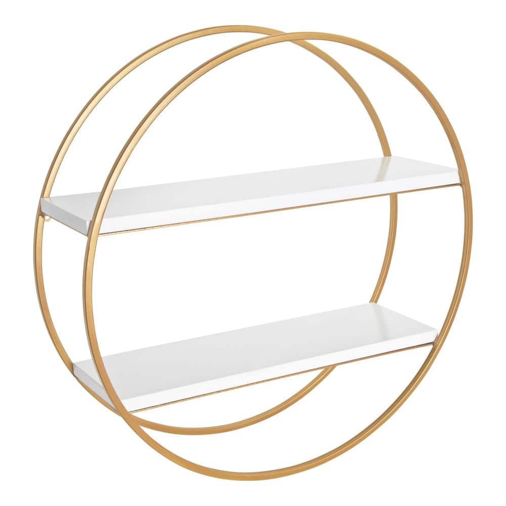 Kate and Laurel Sequoia 24 in. x 24 in. x in. White/Gold Decorative Wall  Shelf 216423 The Home Depot