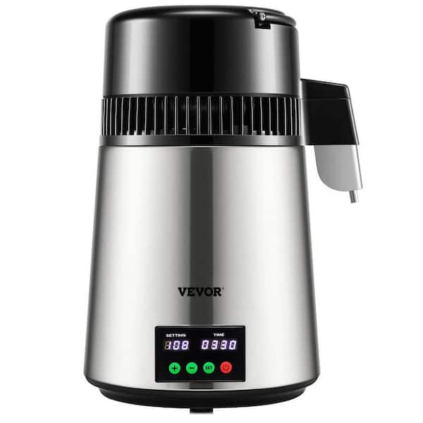 750W Countertop Water Distiller-1.1 Gal Timing Stainless Steel Maker with Carbon Packs (Silver)
