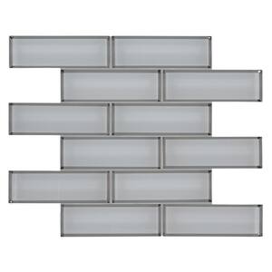 Ice Bevel Subway 11.73 in. x 11.73 in. Glossy Glass Blend Mesh-Mounted Mosaic Tile (9.6 sq. ft./Case)