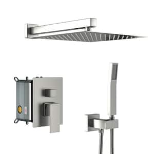 Single Handle 1-Spray Dual ShowerHeads Shower Faucet 1.8 GPM with Pressure Balance and Rough in Valve in Brushed Nickel