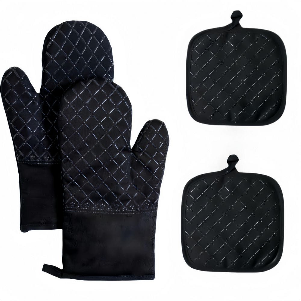Silicone Oven Mitts and Pan Racks Set with Extended, Heat Resistant 500°F for Baking and Cooking, Black (4-Pack) price history on PriceWatchPro