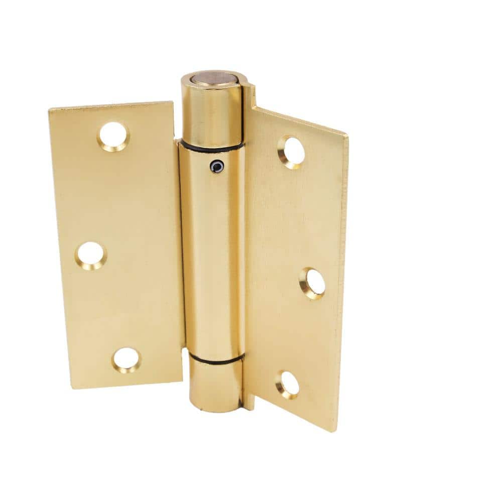 Everbilt 31/2 in. Square Radius Satin Brass Adjustable Spring Door Hinge 28976 The Home Depot