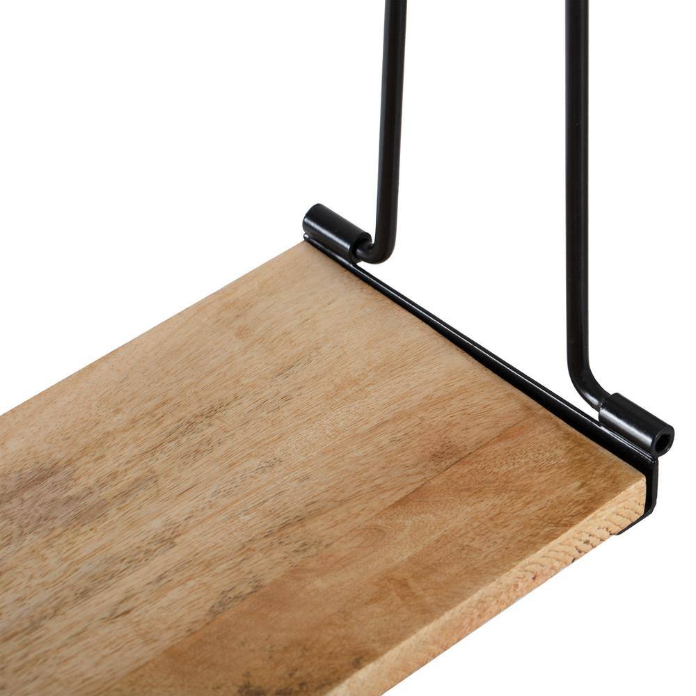 Sleek Scandinavian Black Iron & Wood 3-Tier Floating Shelf