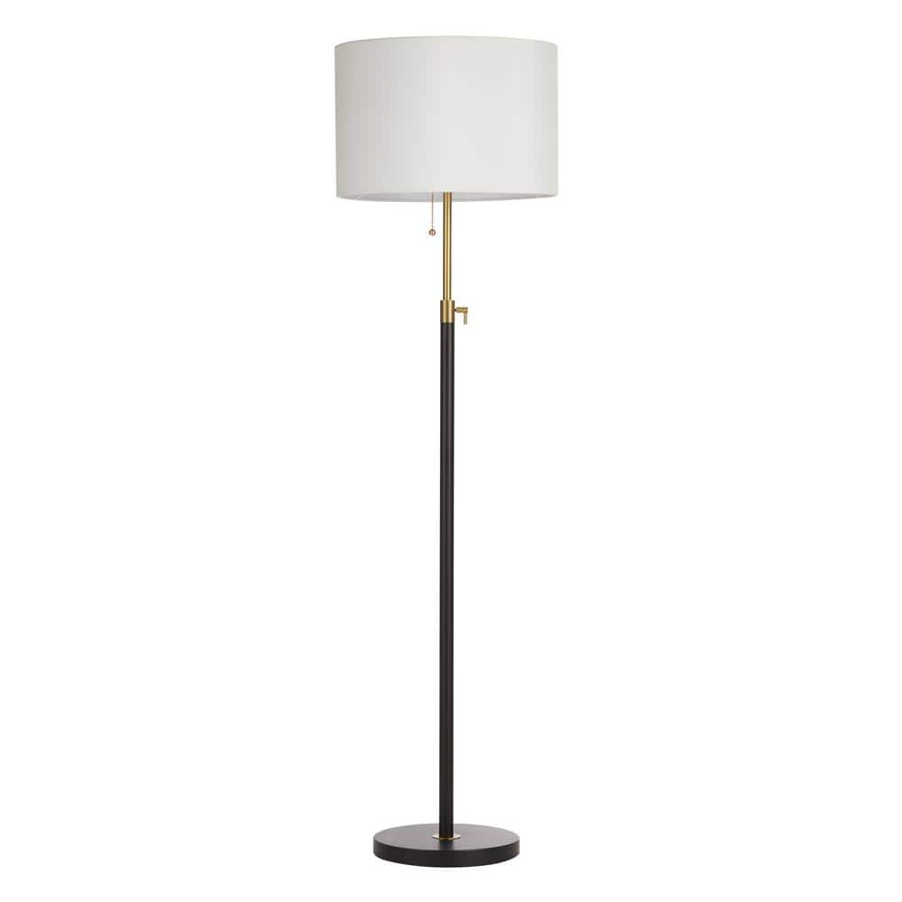 64.5" Adjustable Black Metal Floor Lamp with White Drum Shade