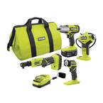 ONE+ 18V Cordless 4-Tool Combo Kit with 4.0 Ah Battery, 1.5 Ah Battery, Charger, and Bag