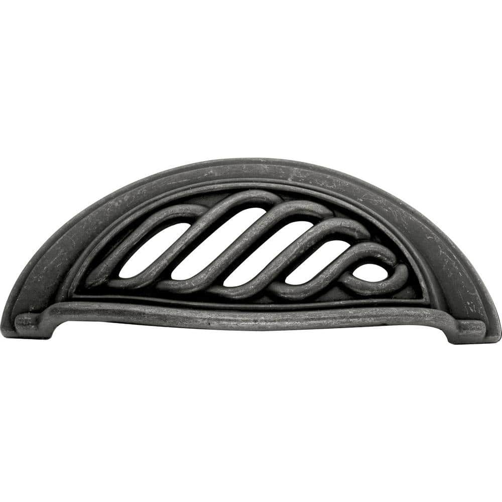 Matte Black Iron Rustic Cup Cabinet Pull with Mounting Hardware