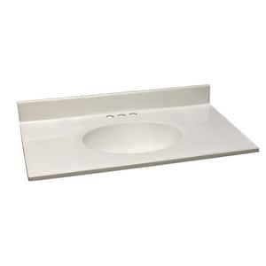 37 in. W x 19 in. D Cultured Marble Vanity Top in White on White with White on White Basin
