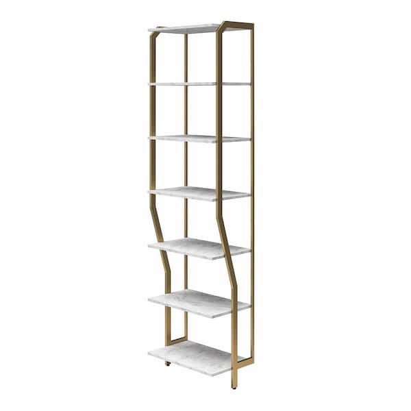 Gwyneth 24 in. W Wall Mount Adjustable Wood Closet System, White Marble