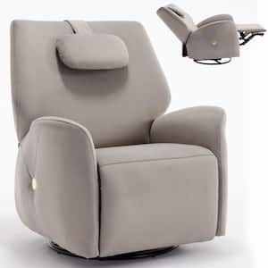 33.86" W Gray Polyester Swivel and Rocker Power Recliner Chair with USB and Type-C Ports