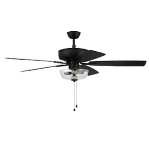 Pro Plus-101 52 in. Indoor Dual Mount Flat Black Ceiling Fan with Optional LED Clear Bowl Light Kit