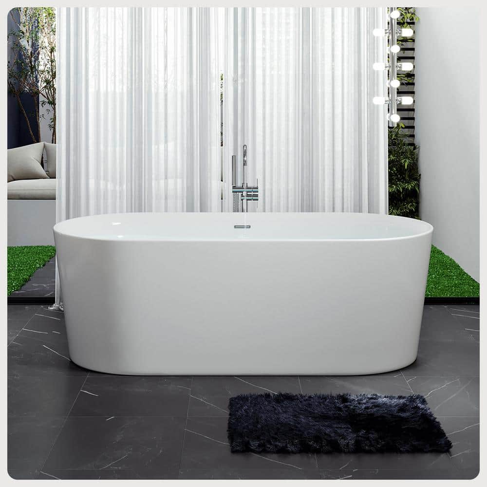 Rejoice 59'' White Acrylic Freestanding Soaking Bathtub