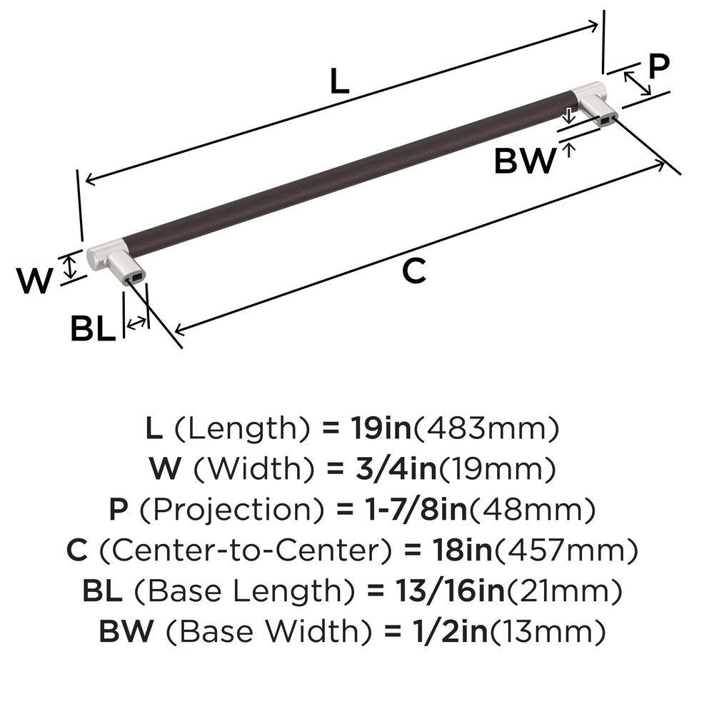 19-inch Satin Nickel and Oil-Rubbed Bronze Appliance Pull