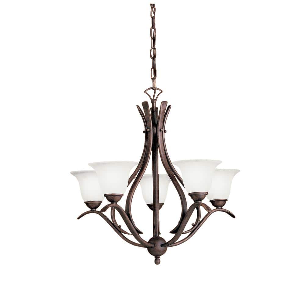 Elegant Dover 5-Light Traditional Chandelier in Distressed Bronze