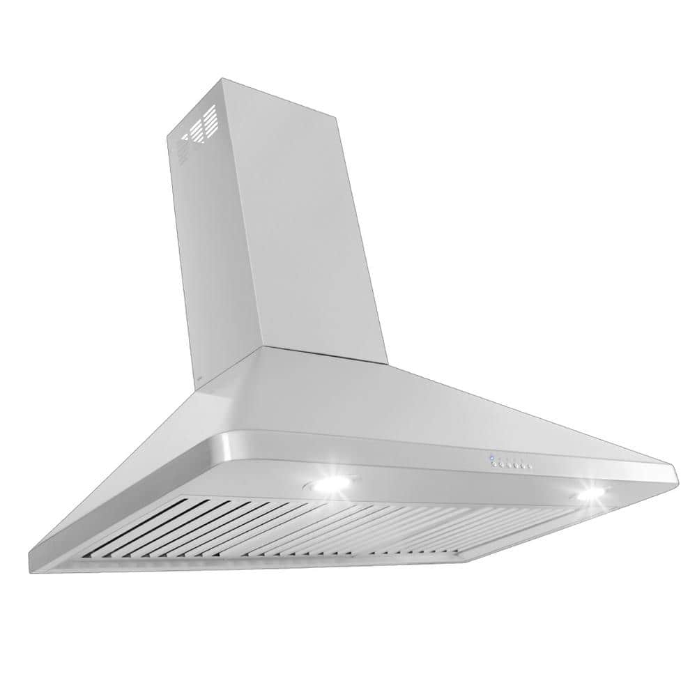36 in. 900 CFM Ducted Wall Mount with Light in Brushed Stainless Steel