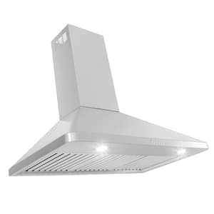 36 in. 900 CFM Ducted Wall Mount with Light in Brushed Stainless Steel
