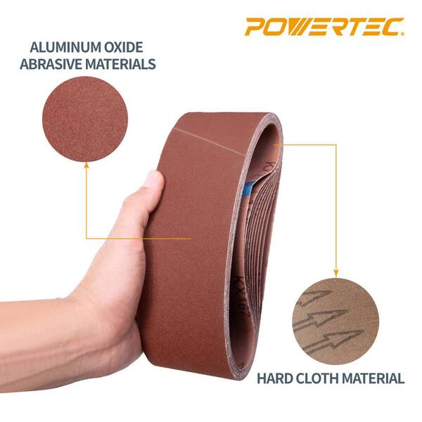 Powertec 1/2 x 18 inch 60 Grit Aluminum Oxide Sanding Sandpaper Sander 20 Belts 