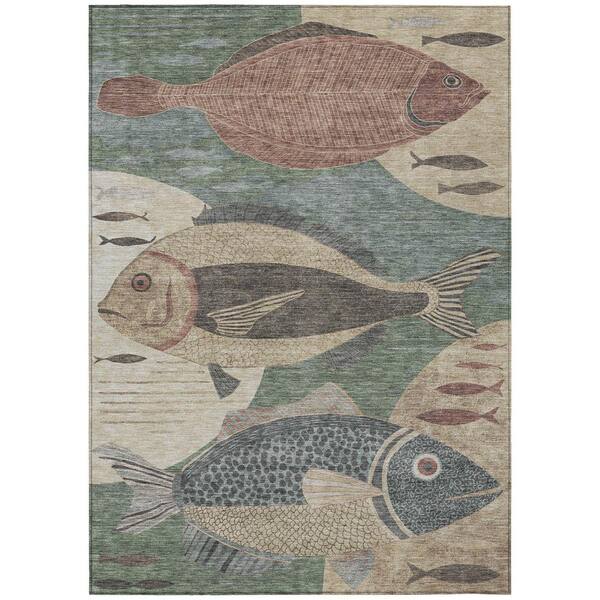 Chantille Machine Washable Indoor/Outdoor Abstract ACN2447 Basil 5 ft. x 7 ft. 6 in. Area Rug