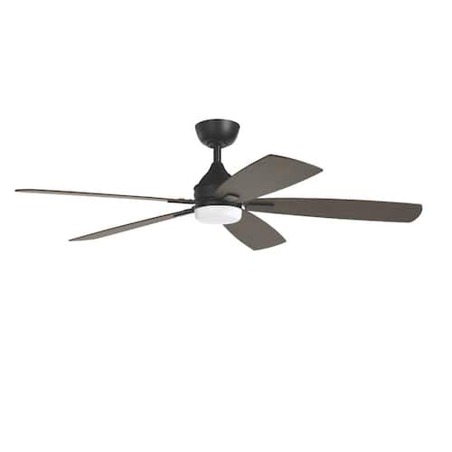 Beckford 52 in. Indoor Matte Black Ceiling Fan with Adjustable White Integrated LED with Remote Control Included Ceiling Fans With Lights