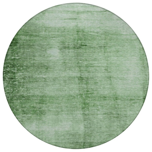Chantille Machine Washable Indoor/Outdoor Abstract ACN1884 Green 8 ft. x 8 ft. Round Rug