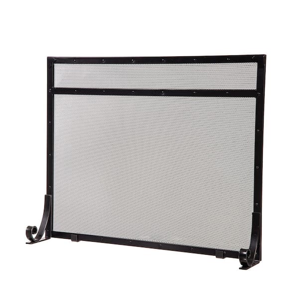 Selene 42 in. x 34 in. Mesh Black Metal 1-Panel Fireplace Screen