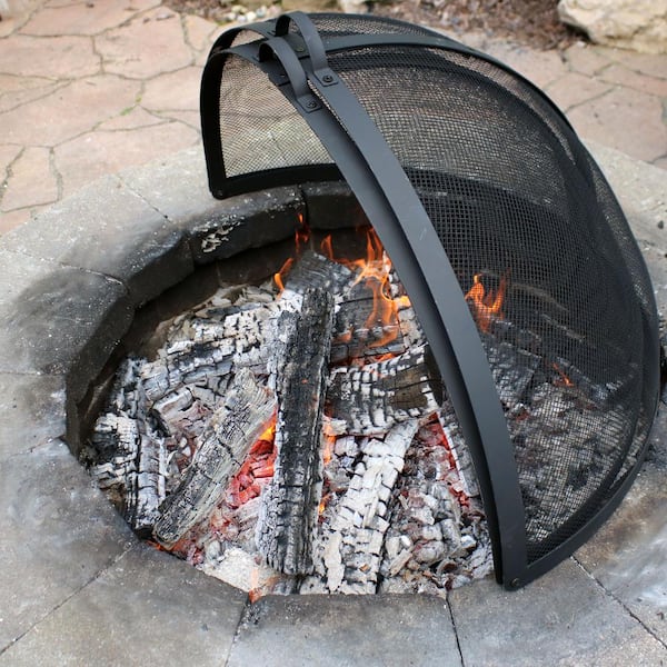 Easy Access Steel Fire Pit Spark Screen, 40 Fire Pit Spark Screen