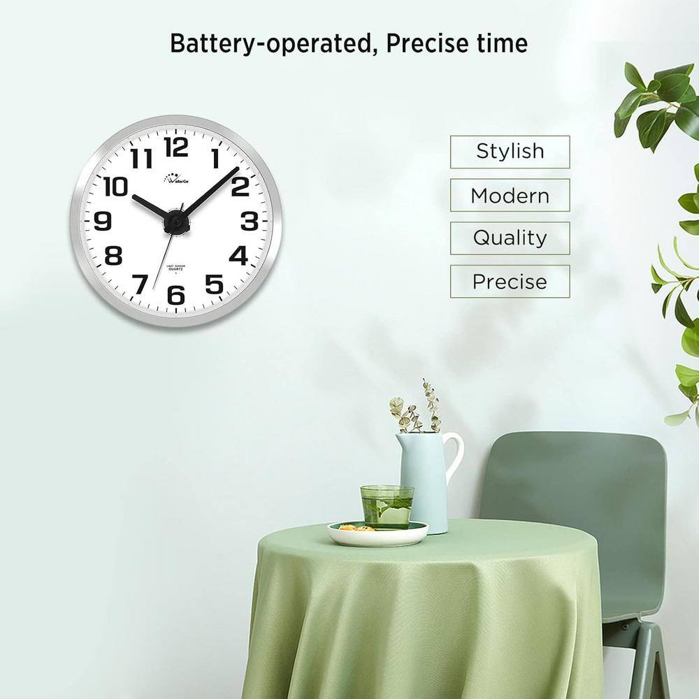 12-Inch Silver Digital Night Light Wall Clock with Glass Face