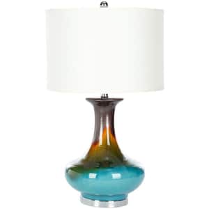 Georgia 30 in. Blue Ceramic Table Lamp with White Shade