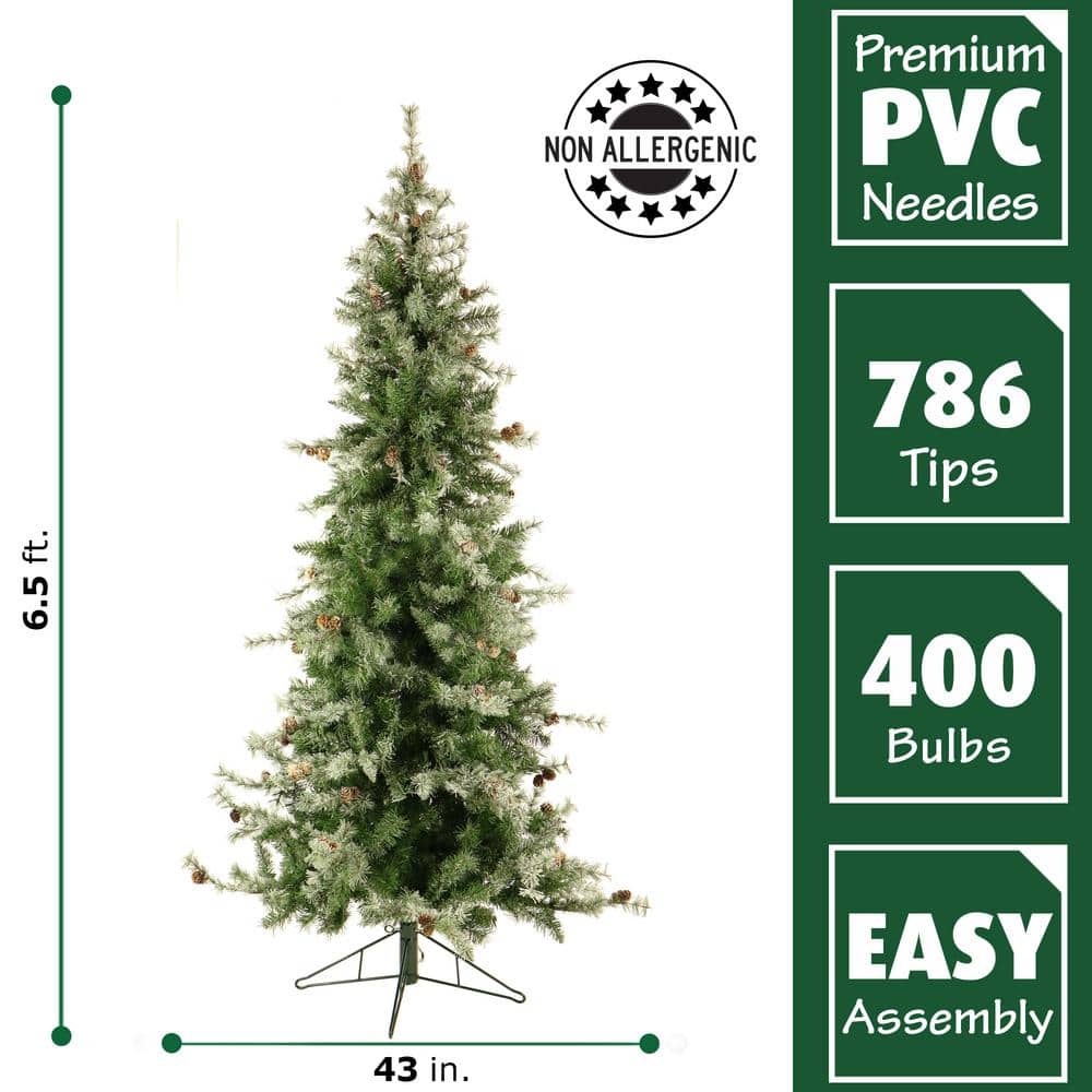 Buffalo Fir 6.5 Ft Slim Artificial Christmas Tree with Multicolor LED Lights